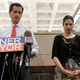 Weiner and Abedin in a press conference after sexting scandal number two: AP